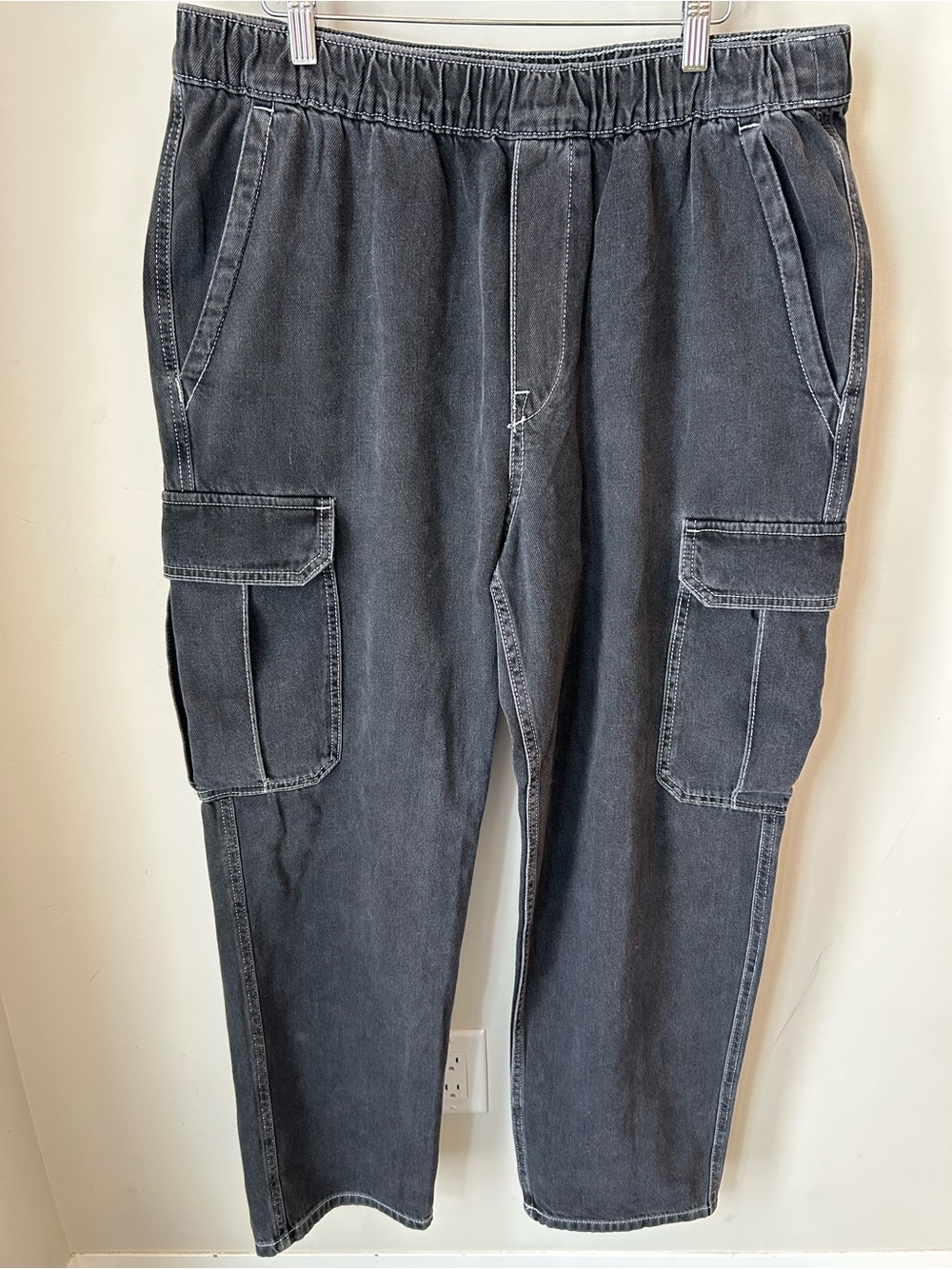 H&M Loose Cargo Jeans Charcoal Gray Baggy Utility Y2K Streetwear Grunge